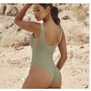 Pinsy Bonded High Neck Shapewear Cheeky Sage Green Size 1X NWT